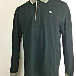 Lacoste Long Sleeve Black Polo Style Shirt XL